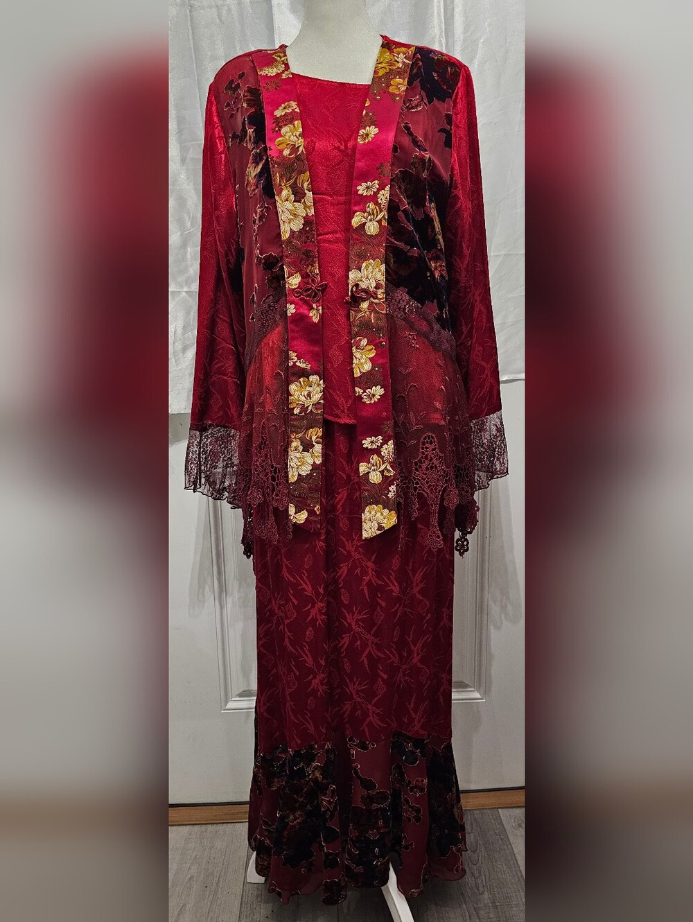 💜 Vintage 2004 Spencer Alexis 3 Piece Formal Skirt Set Size 10 Cranberry Floral